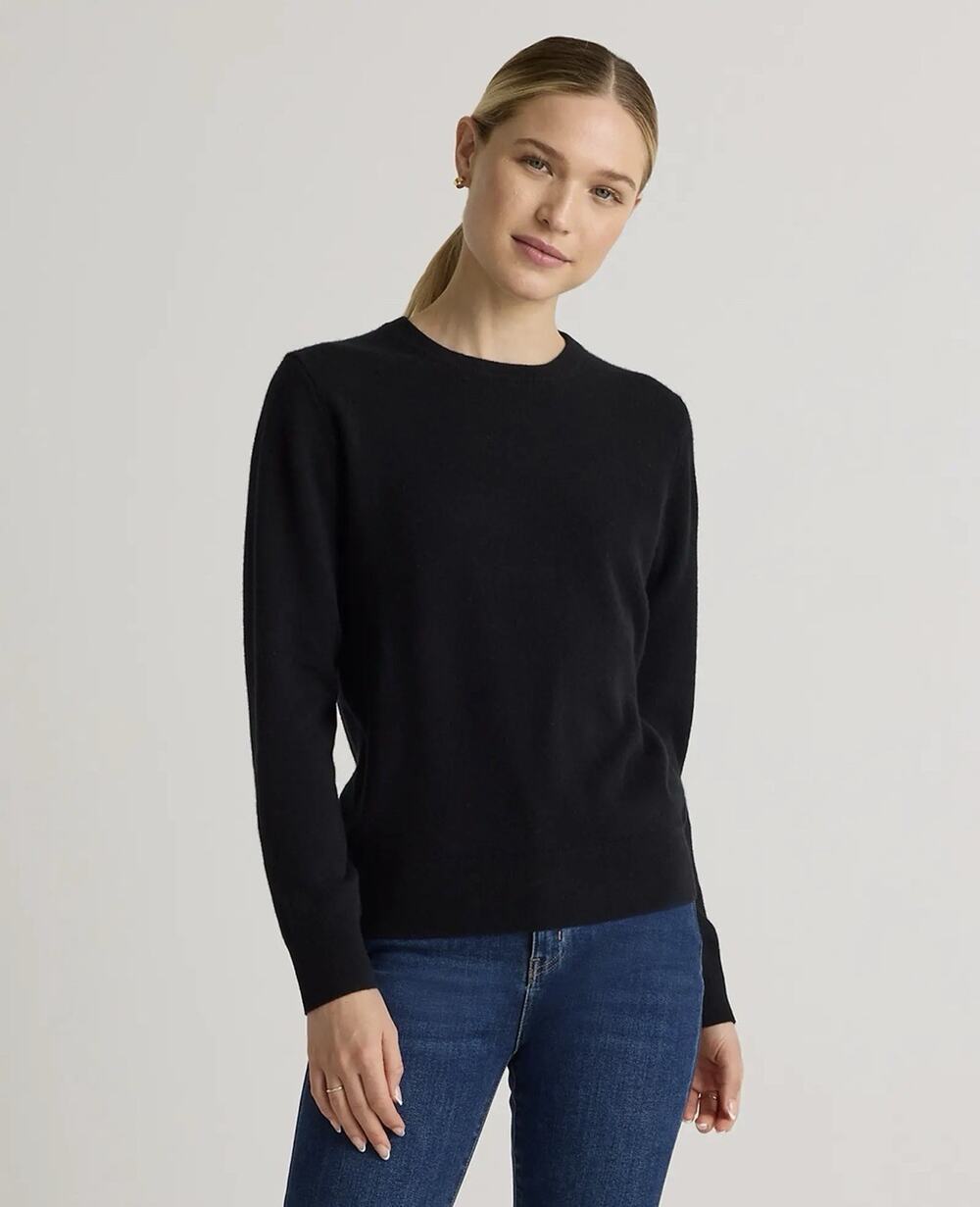 Quince Mongolian Cashmere Crewneck Sweater/Black/Small